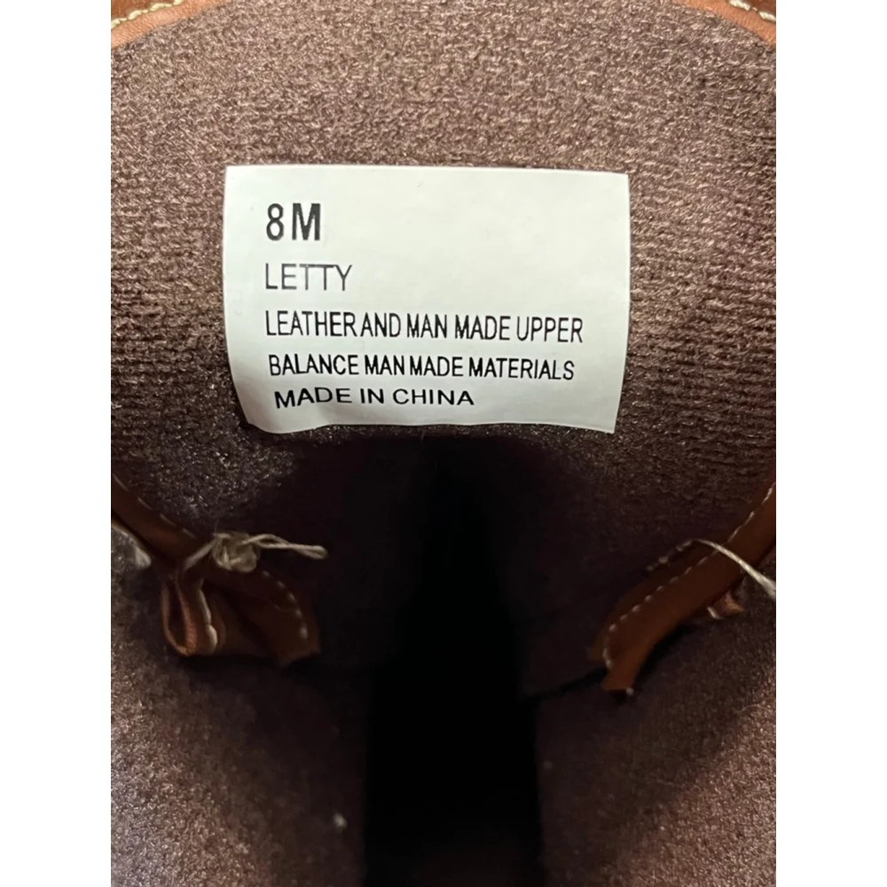 Khombu Letty Leather Tan Blue Lace Up Duck Boots Size 8 M